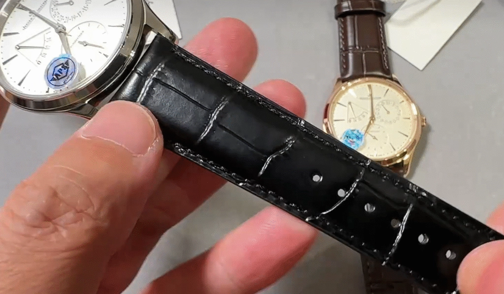 Кожаный ремешок JLC Чёрный кожаный ремешок Jaeger-LeCoultre Master Ultra Thin