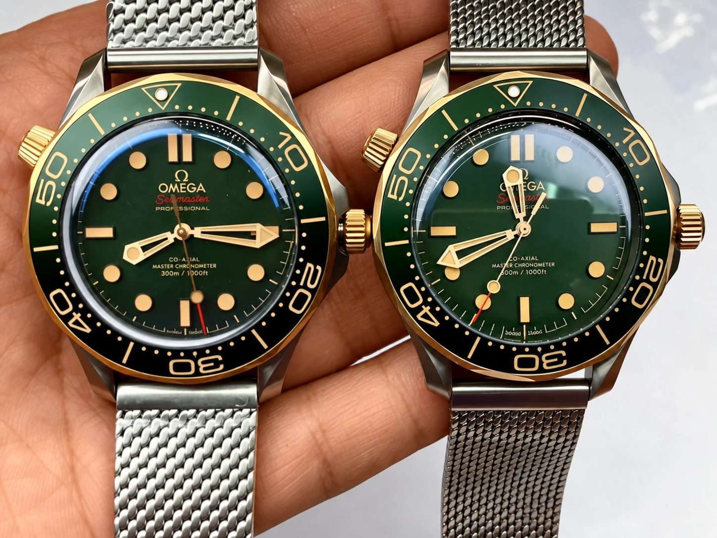 Omega Bronze Gold Green Seamaster реплика vs оригинал