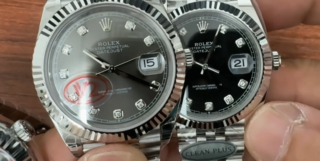 Сравнение Datejust VS Factory и Clean Plus Сравнение Datejust с бриллиантовыми метками от VS Factory и Clean Plus