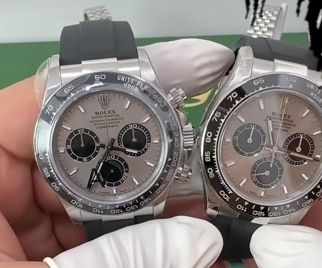 Сравнение оттенка циферблата Циферблаты серой Daytona 126519 при сравнении версий VS и стандартной