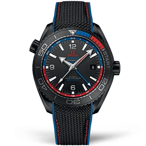 Копия часов Omega Seamaster Planet Ocean 600m Co‑Axial Master Chronometer GMT "ETNZ" Deep Black 45,5mm 215.92.46.22.01.004