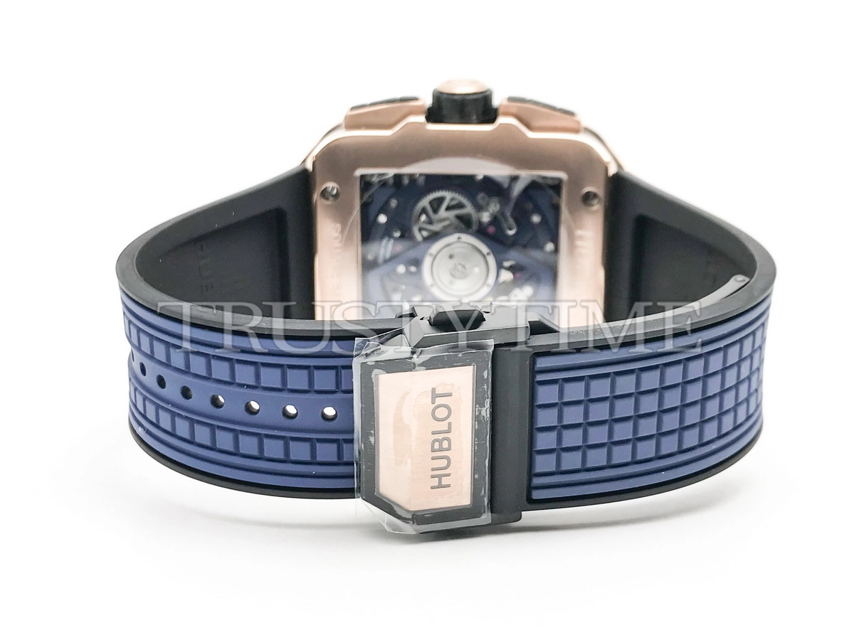 Копия часов Hublot Square Bang Unico King Gold Blue 821.OX.5180.RX