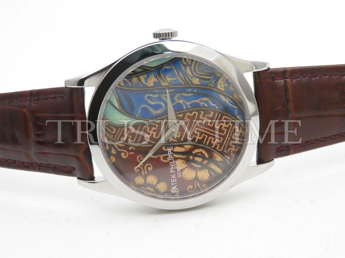 Копия часов Patek Philippe Calatrava Bhutan Textiles 38mm 5077P-102