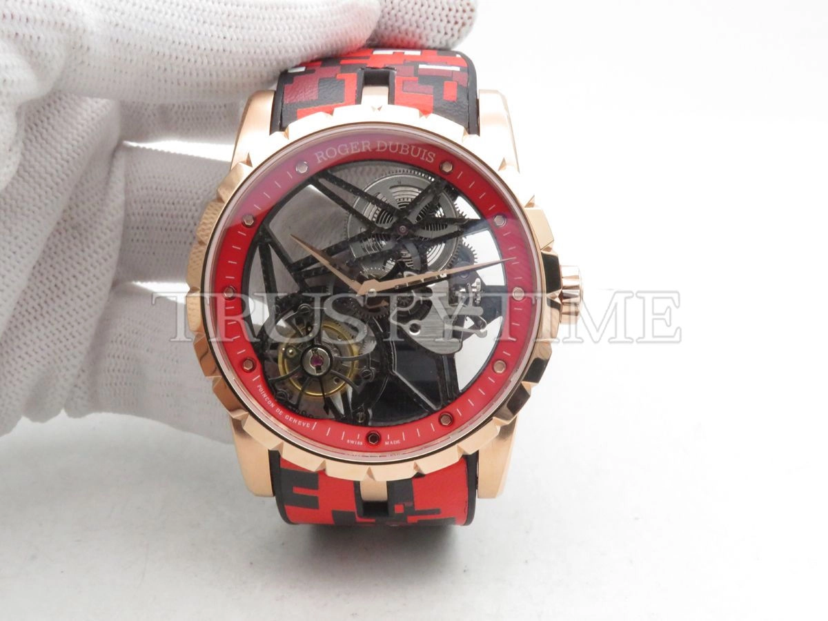 Копия часов Roger Dubuis Excalibur Skeleton Flying Tourbillon Red