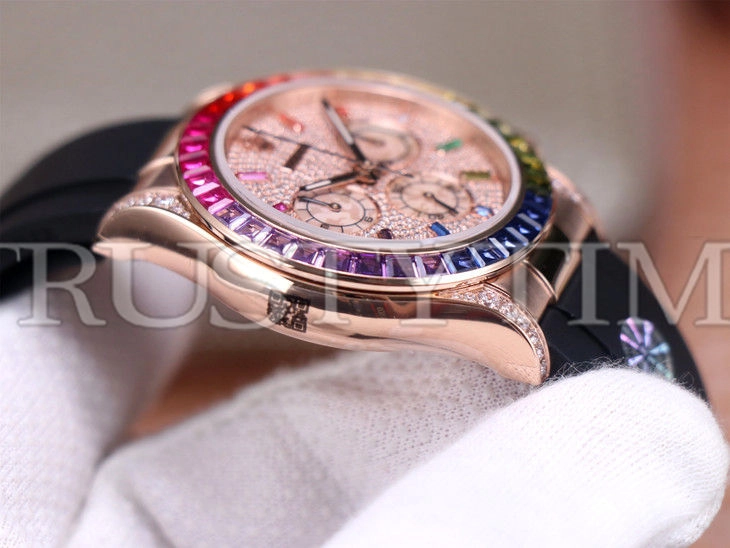 Копия часов Rolex Cosmograph Daytona Rainbow 116595RBOW Dimonds Dial Rubber Strap
