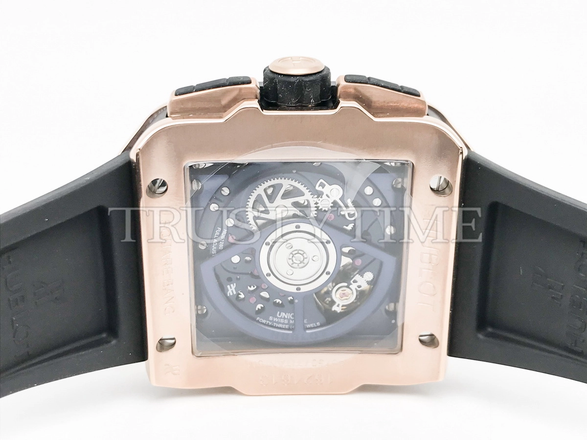 Копия часов Hublot Square Bang Unico King Gold Blue 821.OX.5180.RX