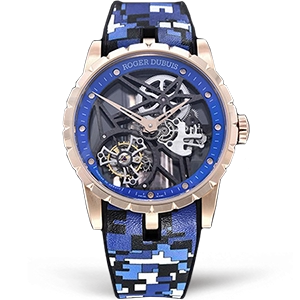 Копия часов Roger Dubuis Excalibur Skeleton Flying Tourbillon Blue
