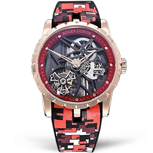 Копия часов Roger Dubuis Excalibur Skeleton Flying Tourbillon Red