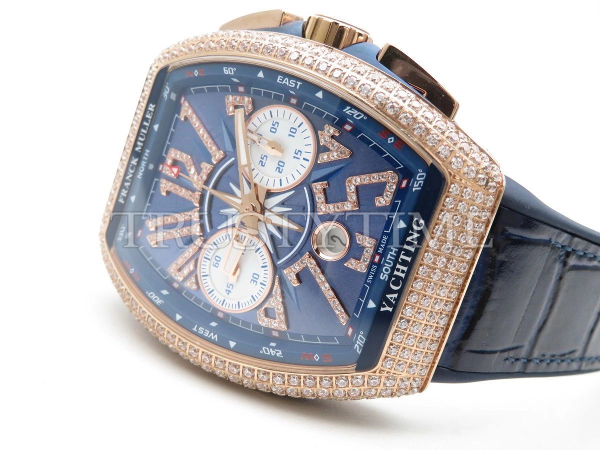 Копия часов Franck Muller Vanguard Chronograph V 45 CC DT YACHTING D NBR CD (BL) (5N) BL.DIAM 5N