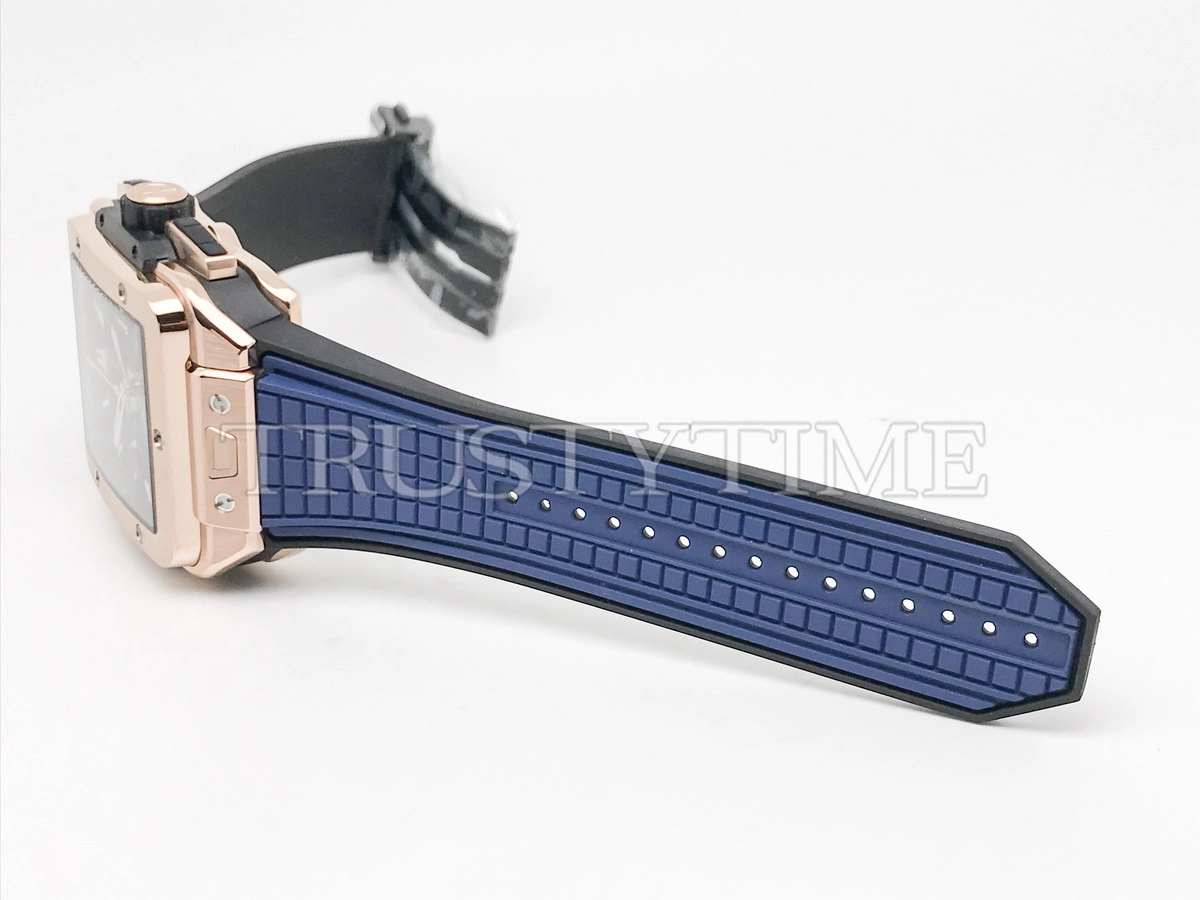 Копия часов Hublot Square Bang Unico King Gold Blue 821.OX.5180.RX