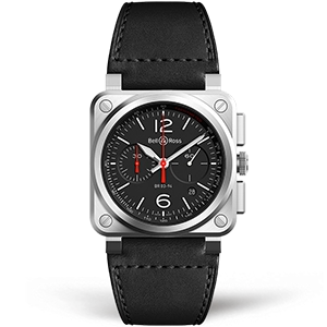 Копия часов Bell & Ross BR 03-94 Black Steel Chronograph BR0394-BLC-ST/SCA