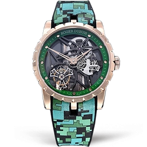 Копия часов Roger Dubuis Excalibur Skeleton Flying Tourbillon Green