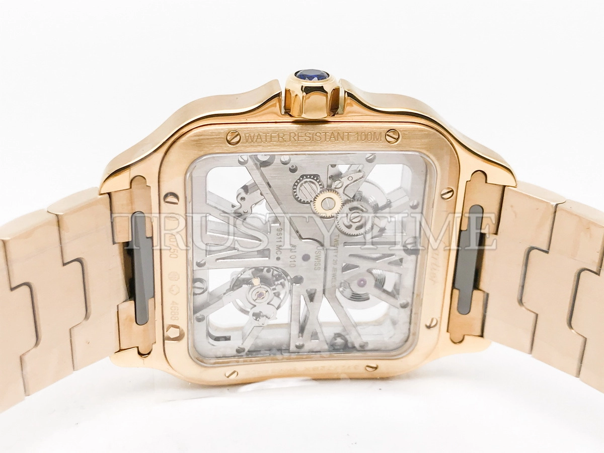 Копия часов Cartier Santos de Cartier Large Skeleton 40mm WHSA0042