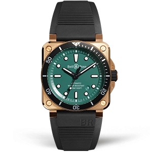Копия часов Bell & Ross BR 03-92 Diver Black & Green Bronze BR0392-D-LT-BR/SRB