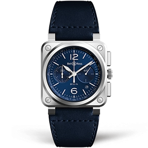 Копия часов Bell & Ross BR 03-94 Blue Steel Chronograph BR0394-BLU-ST/SCA