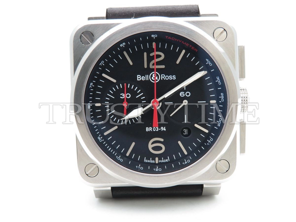 Копия часов Bell & Ross BR 03-94 Black Steel Chronograph BR0394-BLC-ST/SCA