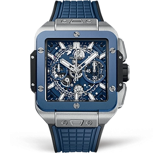 Копия часов Hublot Square Bang Unico Titanium Blue Ceramic 821.NL.5170.RX