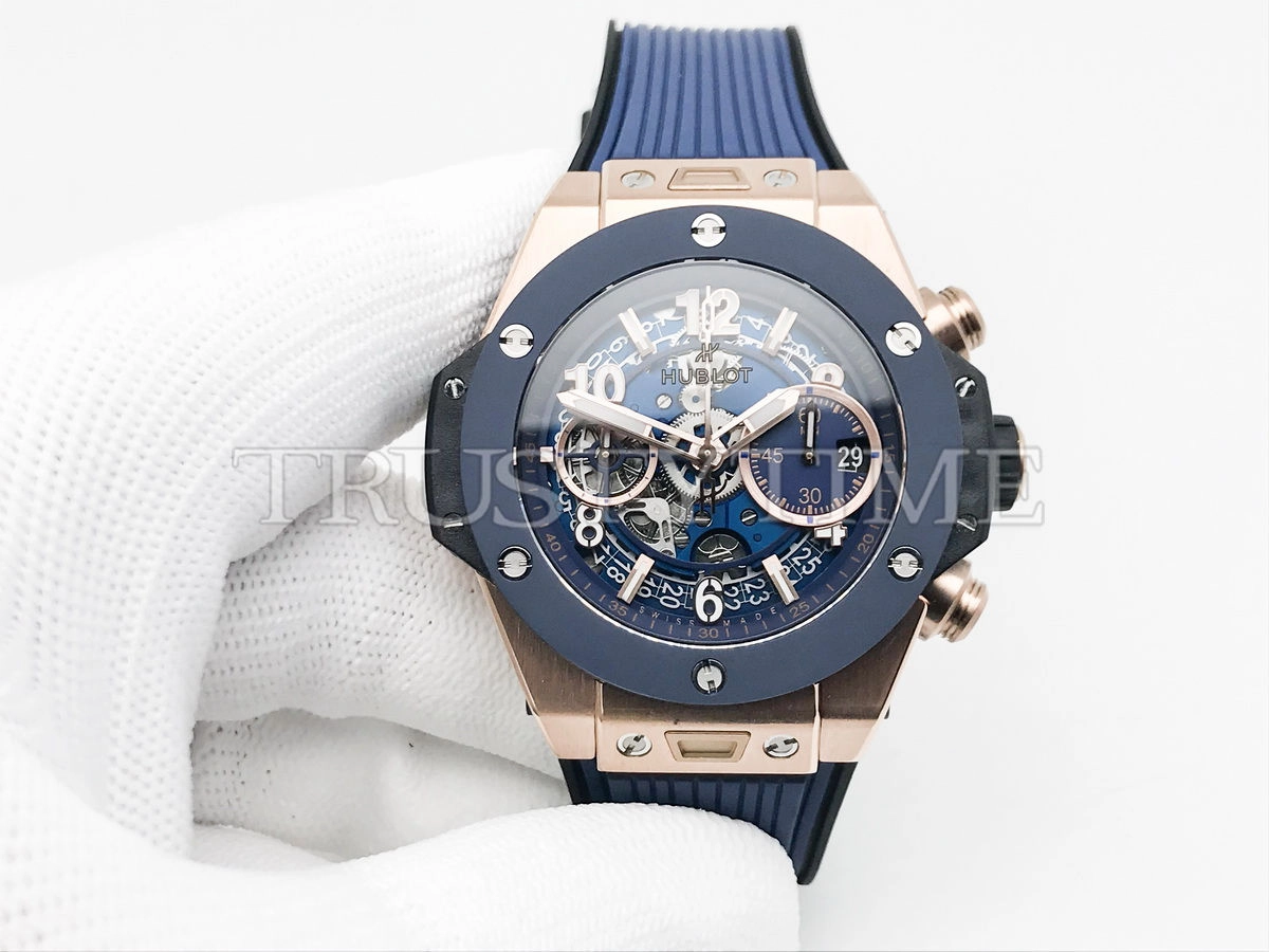 Копия часов Hublot Big Bang Unico King Gold Blue Ceramic 42mm 441.OL.5181.RX
