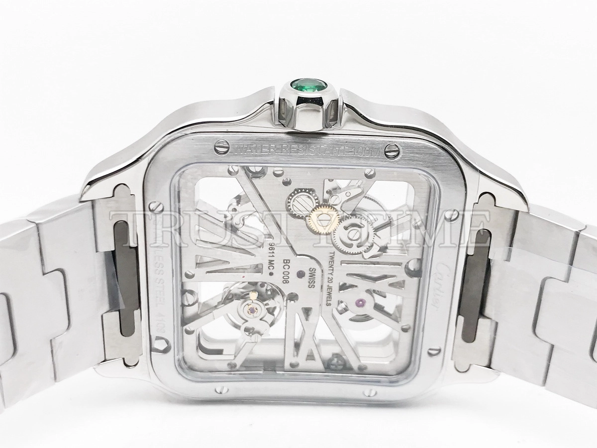 Копия часов Cartier Santos de Cartier Large Skeleton 40mm WHSA0028