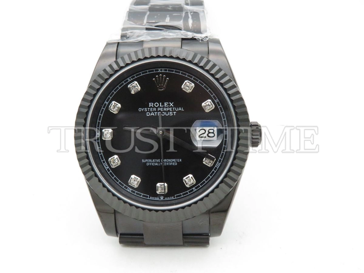 Копия часов Rolex DateJust II 41mm 126300 Black Dial Diamonds