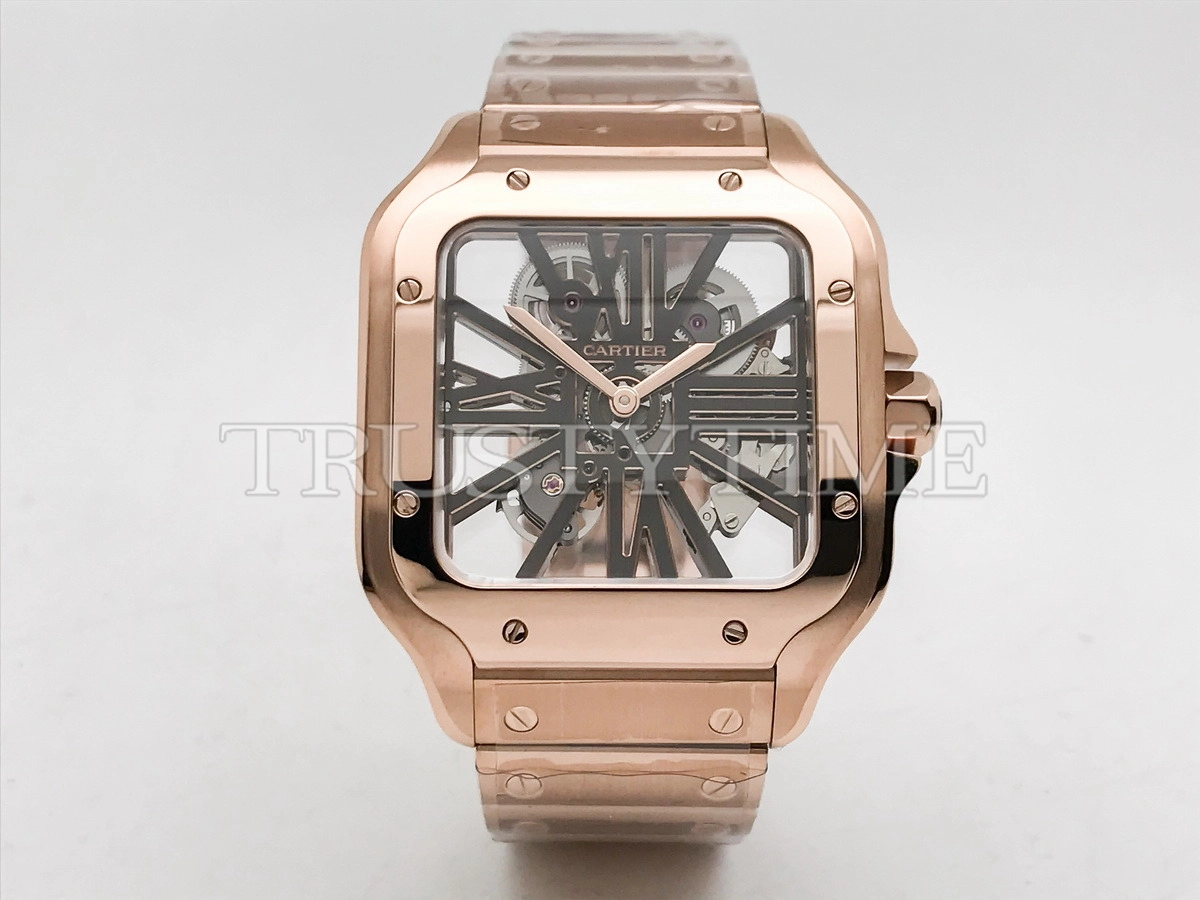 Копия часов Cartier Santos de Cartier Large Skeleton 40mm WHSA0016