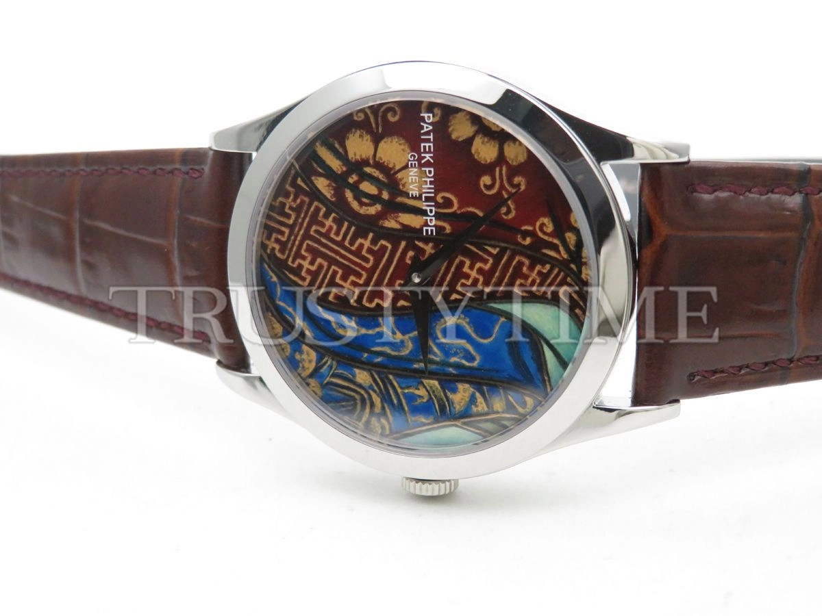 Копия часов Patek Philippe Calatrava Bhutan Textiles 38mm 5077P-102