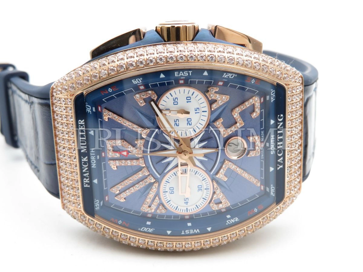 Копия часов Franck Muller Vanguard Chronograph V 45 CC DT YACHTING D NBR CD (BL) (5N) BL.DIAM 5N
