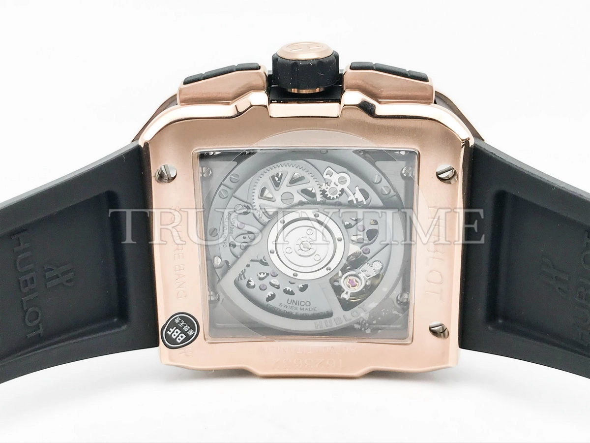 Копия часов Hublot Square Bang Unico King Gold Ceramic 821.OM.0180.RX