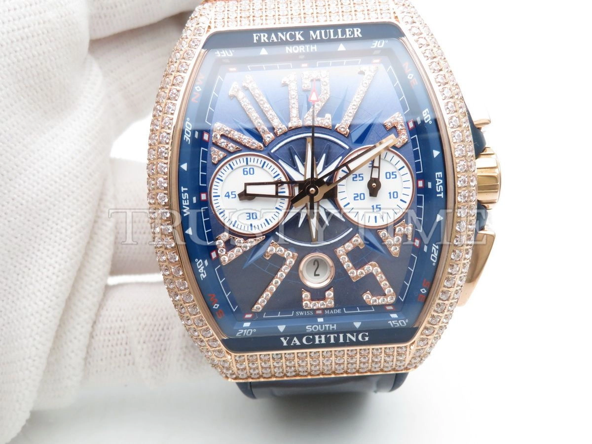 Копия часов Franck Muller Vanguard Chronograph V 45 CC DT YACHTING D NBR CD (BL) (5N) BL.DIAM 5N