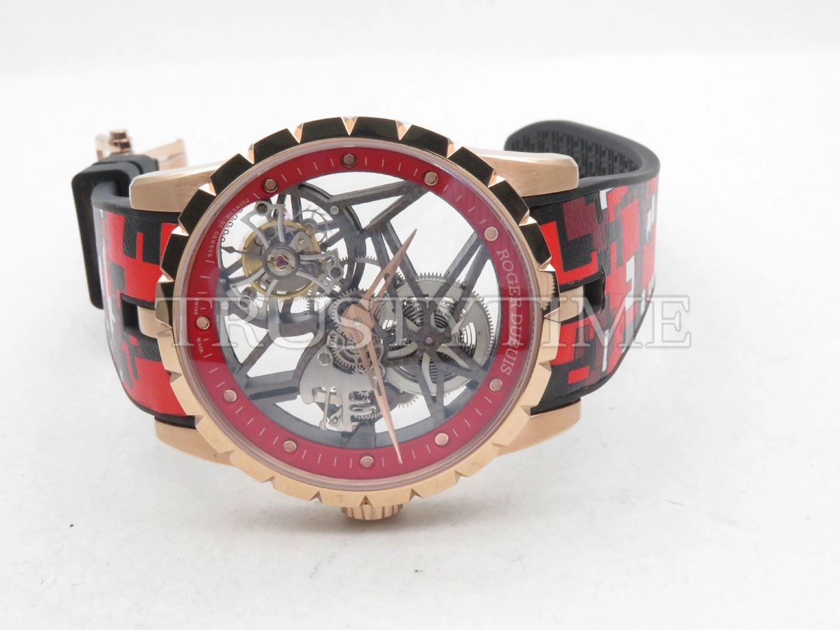 Копия часов Roger Dubuis Excalibur Skeleton Flying Tourbillon Red