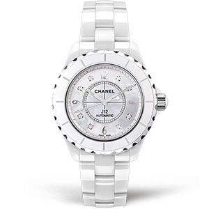 Копия часов Chanel J-12 White Mother-Of-Pearl And Diamond Dial 38 H2423