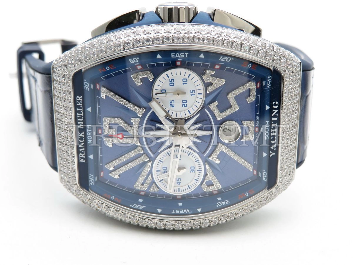 Копия часов Franck Muller Vanguard Chronograph V 45 CC DT YACHTING D NBR CD (BL) (AC) BL.DIAM AC