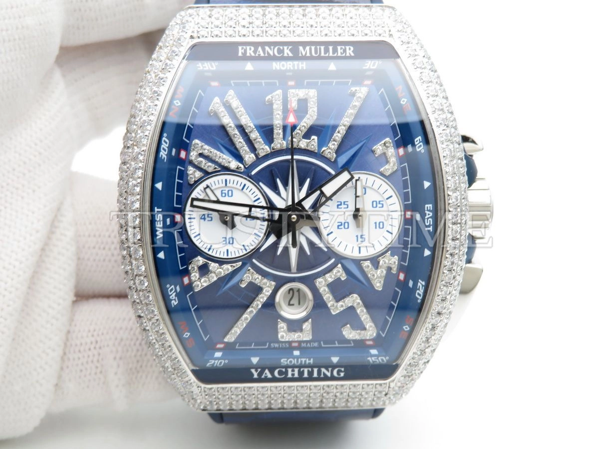Копия часов Franck Muller Vanguard Chronograph V 45 CC DT YACHTING D NBR CD (BL) (AC) BL.DIAM AC