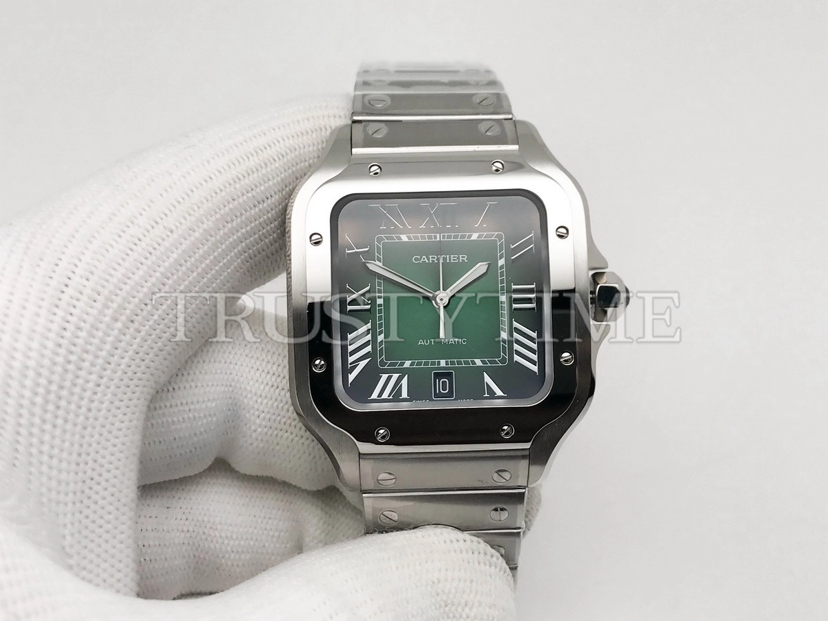 Копия часов Cartier Santos De Cartier Smoky Green WSSA0062