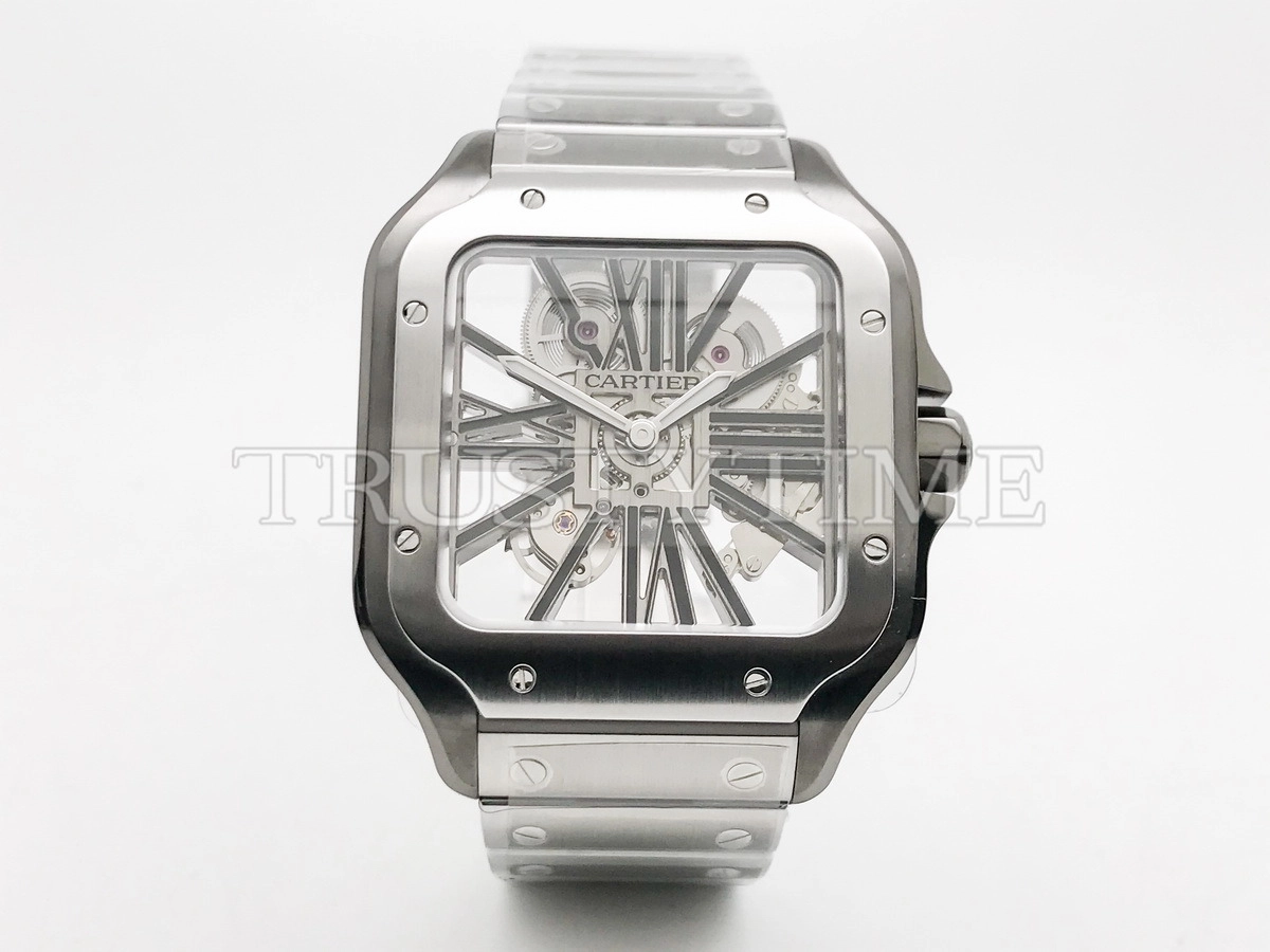 Копия часов Cartier Santos de Cartier Large Skeleton 40mm WHSA0027