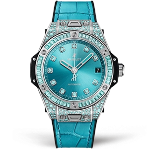 Копия часов Hublot Big Bang One Click White Gold Paraiba 39 465.WX.897T.LR.0919