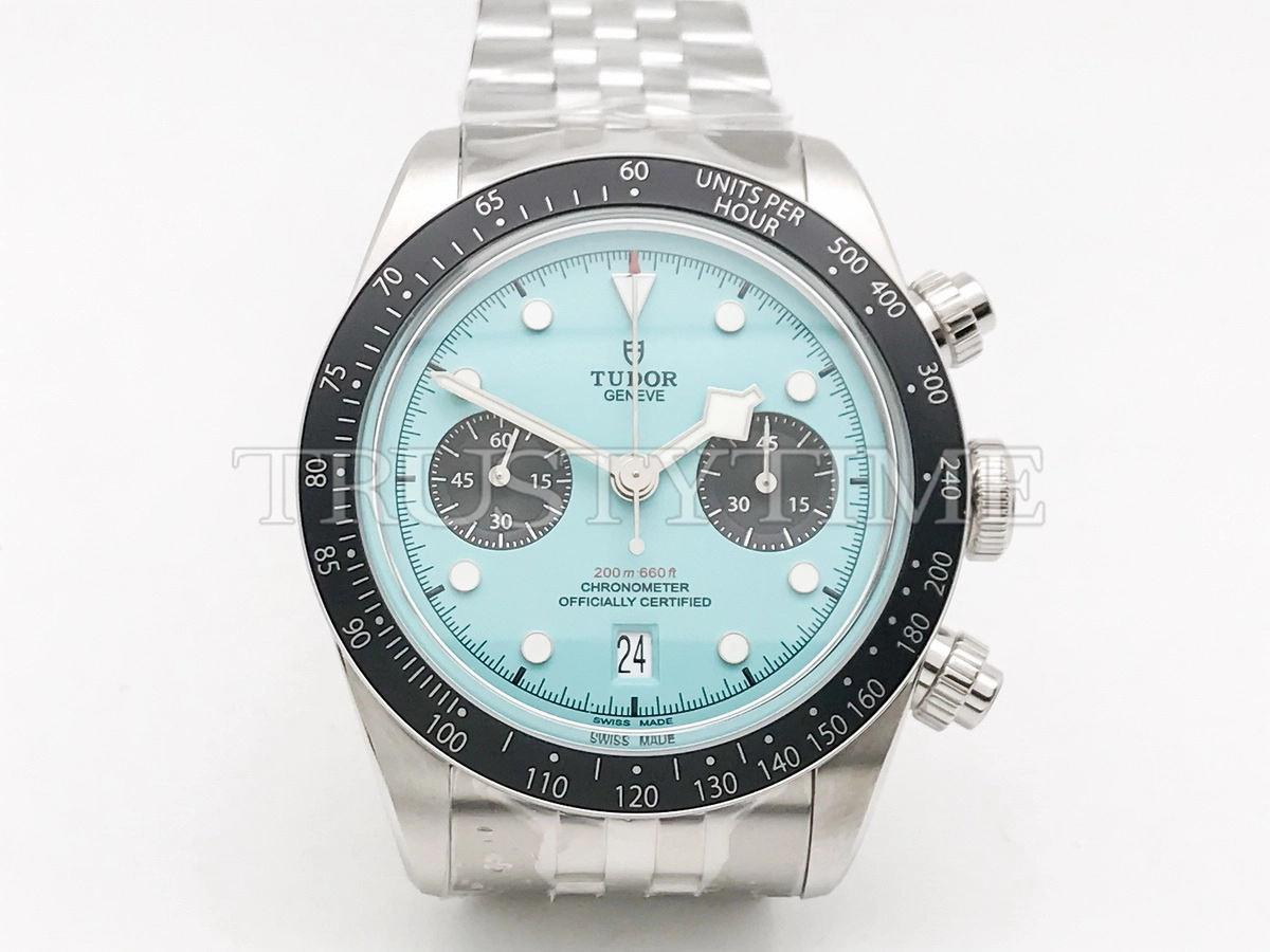 Копия часов Tudor Heritage Black Bay Chronograph M79360N-0024 Flamingo Blue